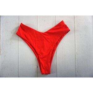 Red Seamless Swimwear High-Cut V-Front Bikini Bottom - Size M, NWOT